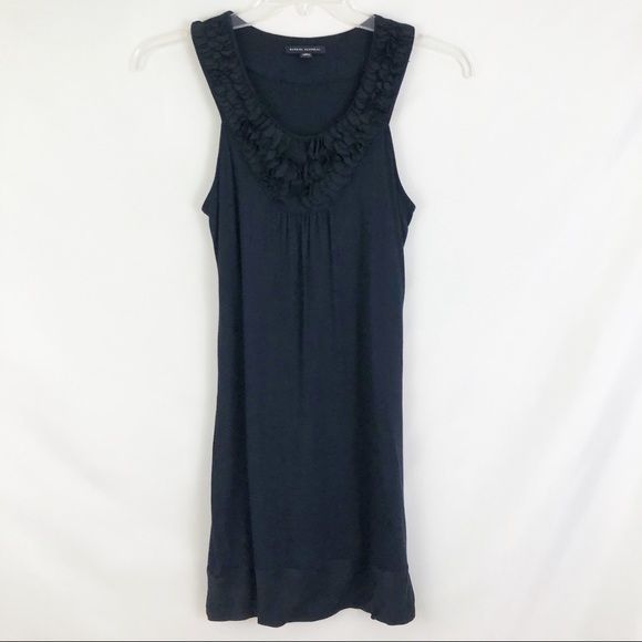 Banana Republic Black Shift Dress Ruffle Sz Small - Picture 2 of 7